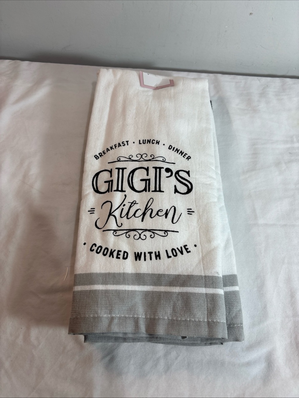 Kitchen towels  set of 3 White & Gray Cotton Tea Towel 1282